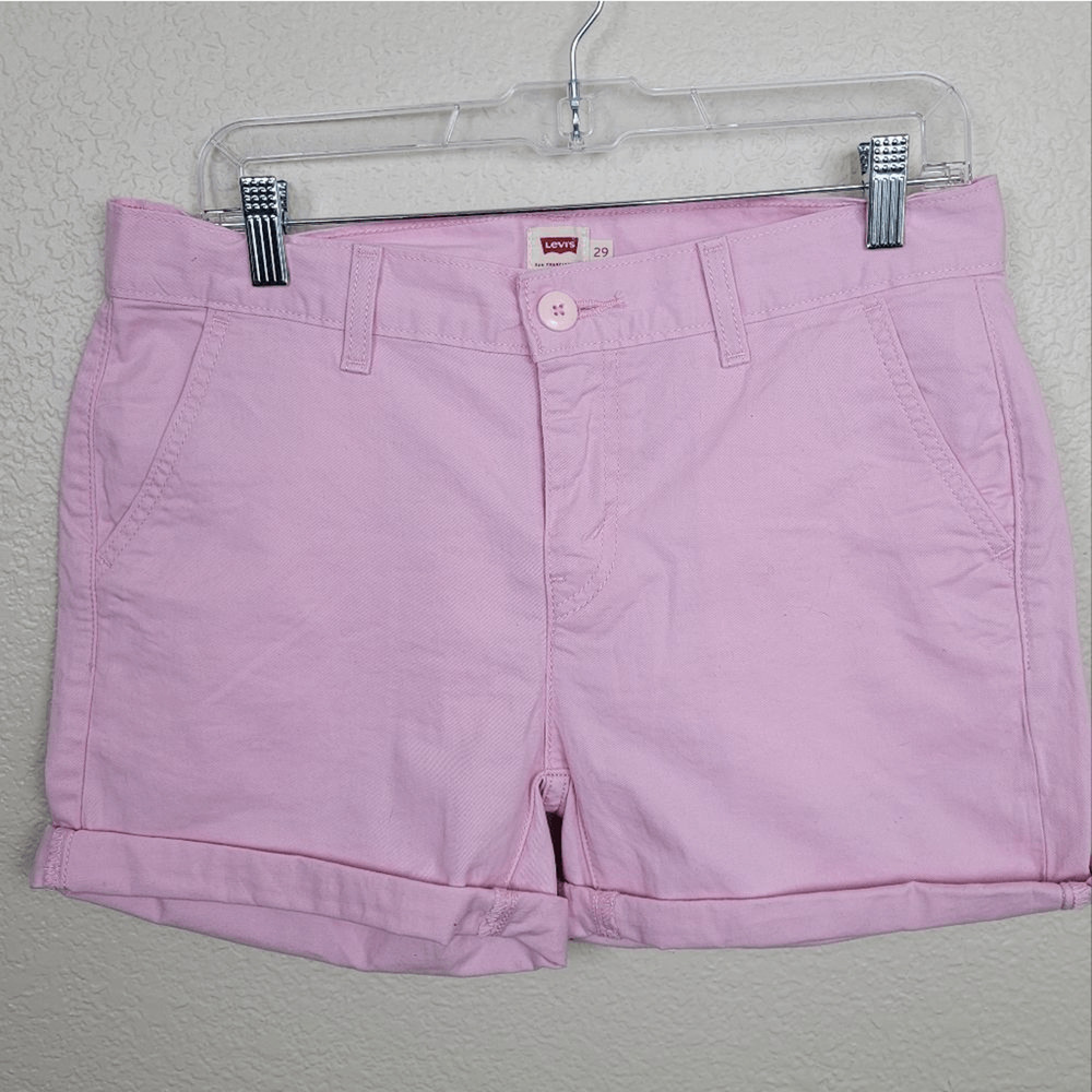 Levi's Pink High Waist Cuffed Shorts 29 Waist (6870)